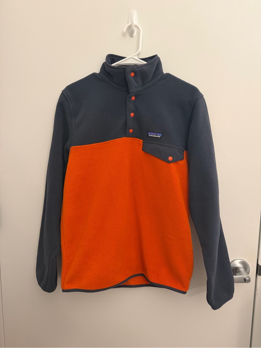 NWT Patagonia Snap-T Fleece Pullover - Navy & Orange Size S